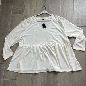 Torrid White Thermal Lace Babydoll Tunic Top New 4x